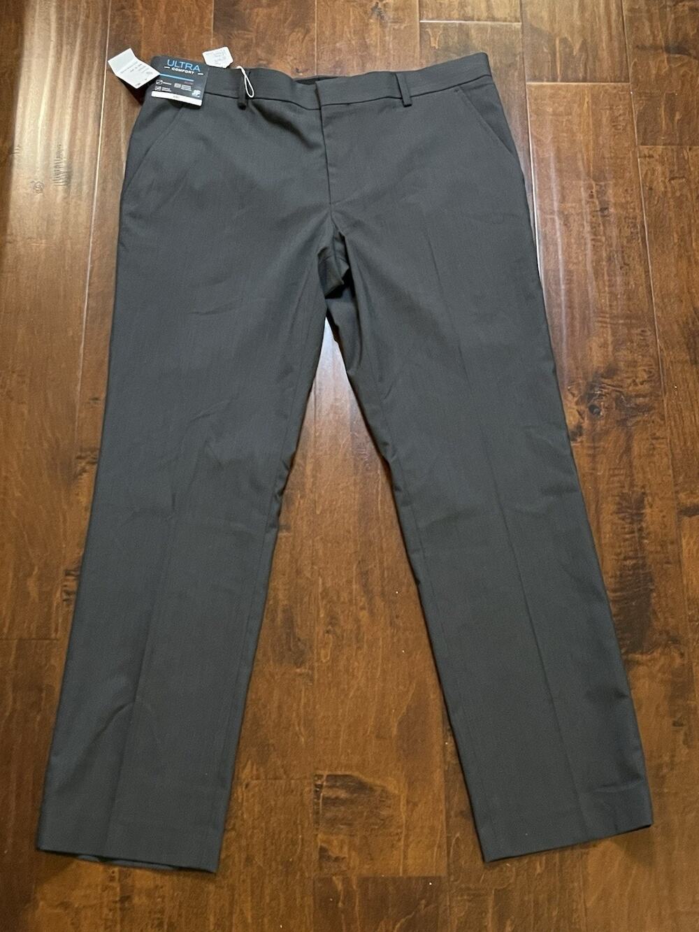 NWT J Ferrar Ultra Comfort Stretch Dress Pants Mens 36/30 Gray Slim Fit 2